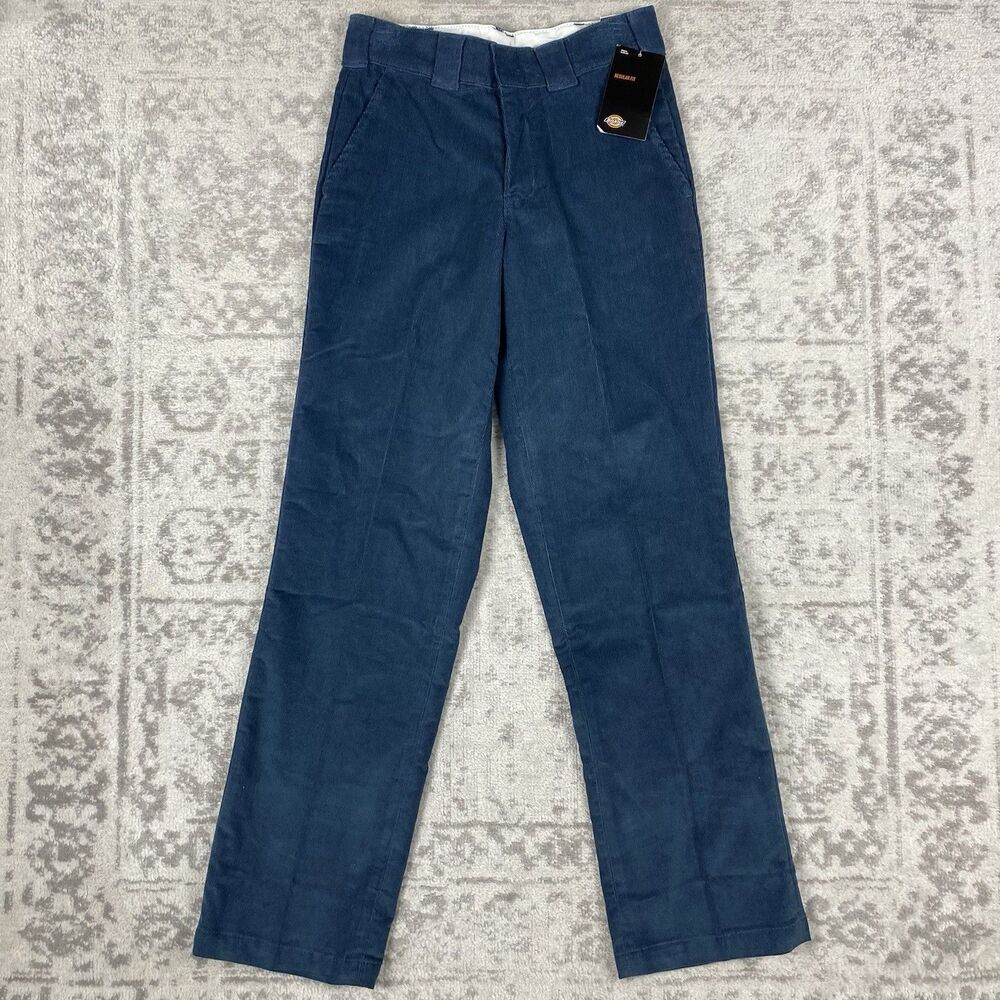 NEW Dickies Regular Fit Corduroy Pants Casual Blue Workwear Trousers Size 28x32